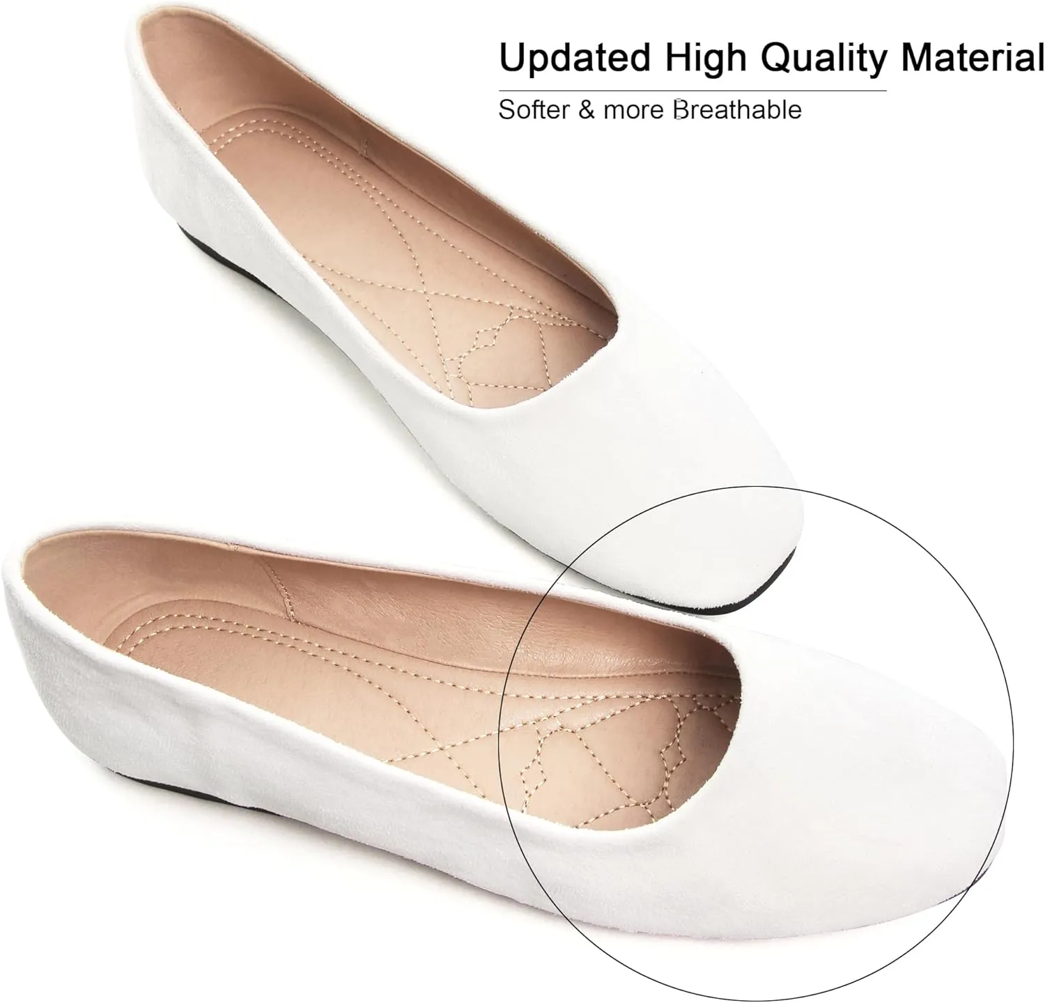 SAILING LU Flats for Women Comfortable Solid Color Soft Flats Square Toe Ballet Casual Work Shoes Dressy Slip-ons Loafers