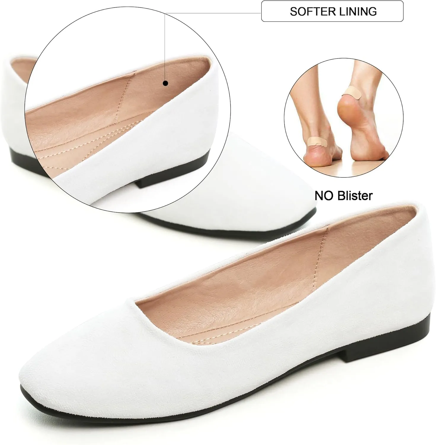 SAILING LU Flats for Women Comfortable Solid Color Soft Flats Square Toe Ballet Casual Work Shoes Dressy Slip-ons Loafers