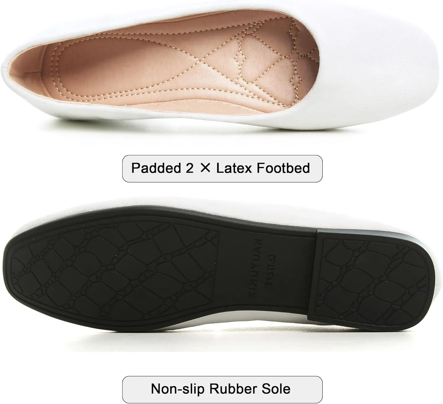 SAILING LU Flats for Women Comfortable Solid Color Soft Flats Square Toe Ballet Casual Work Shoes Dressy Slip-ons Loafers
