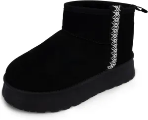 Samilor Platform Mini Boot for Women Short Ankle Boot Warm Fur Fleece Lined Winter Boots with Memory Foam Insole for Outdoor Indoor