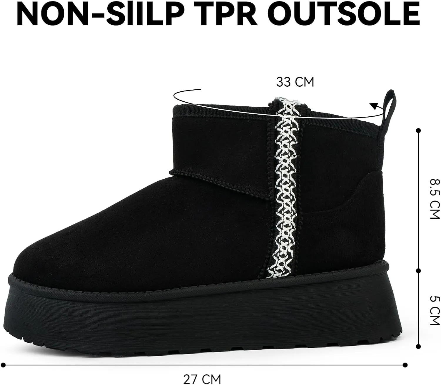 Samilor Platform Mini Boot for Women Short Ankle Boot Warm Fur Fleece Lined Winter Boots with Memory Foam Insole for Outdoor Indoor