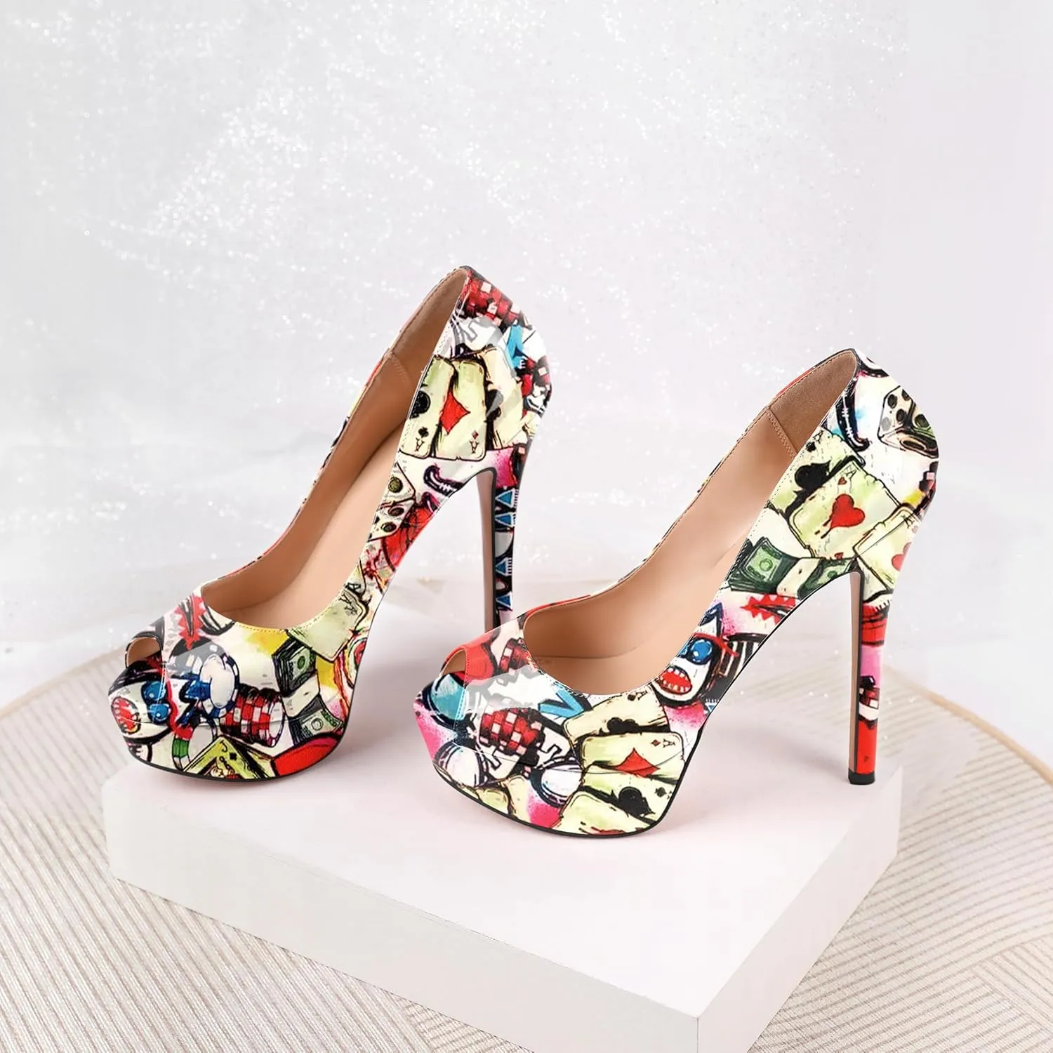SAMMITOP Women's Peep Toe Pumps Platform High Heel Sandals Dress Shoes