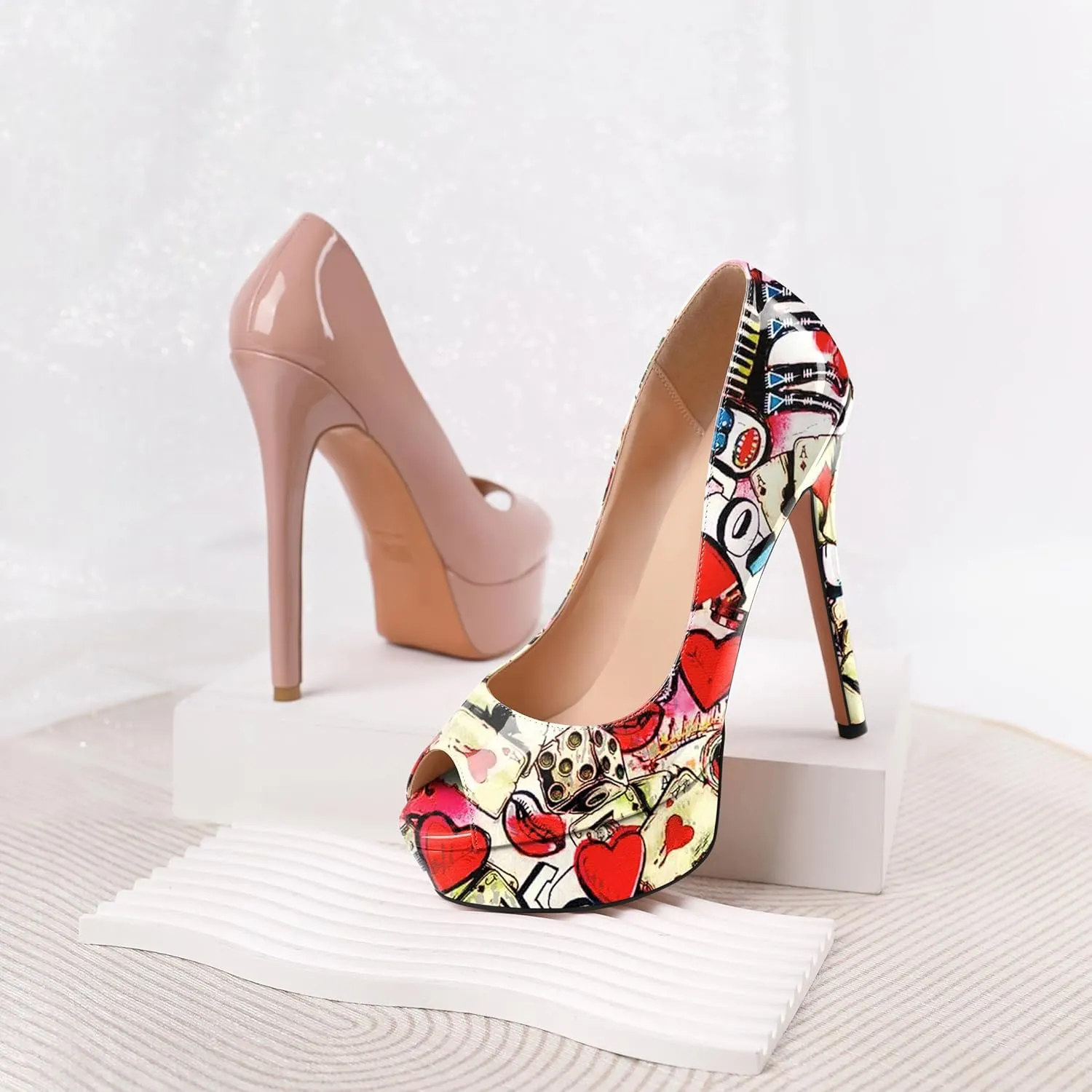 SAMMITOP Women's Peep Toe Pumps Platform High Heel Sandals Dress Shoes