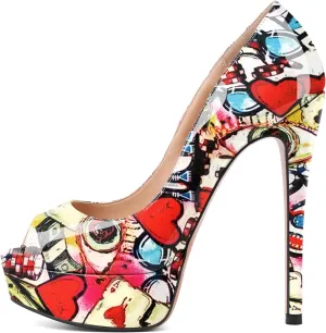 SAMMITOP Women's Peep Toe Pumps Platform High Heel Sandals Dress Shoes