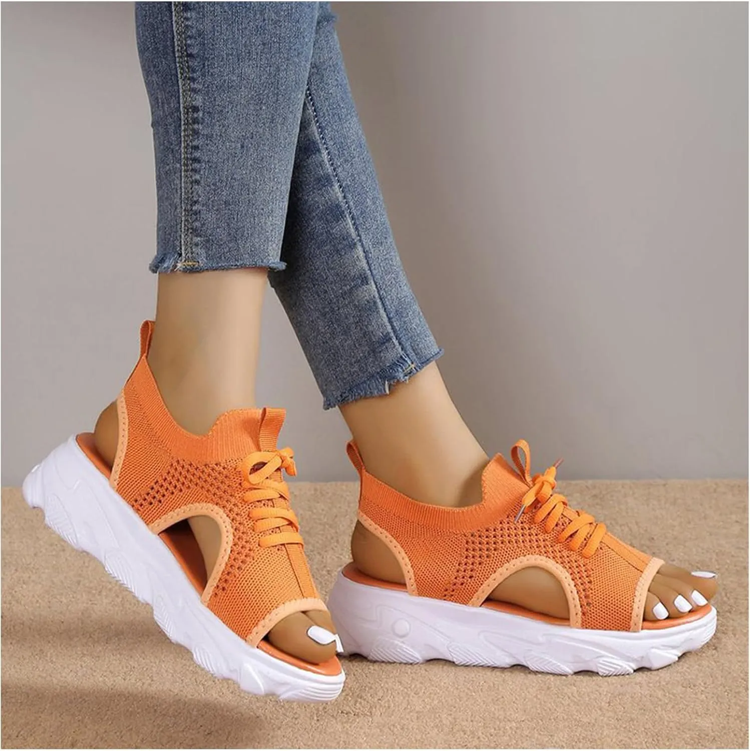 Sandalias de Mujer de Verano Sandals Women Comfortable 2024 Summer Mesh Open Toe Platform Wedge Sandals Causal Walking Sandals