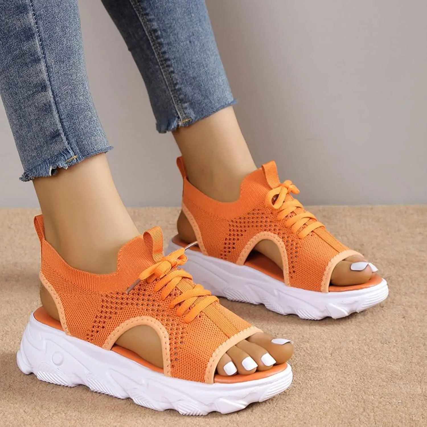 Sandalias de Mujer de Verano Sandals Women Comfortable 2024 Summer Mesh Open Toe Platform Wedge Sandals Causal Walking Sandals