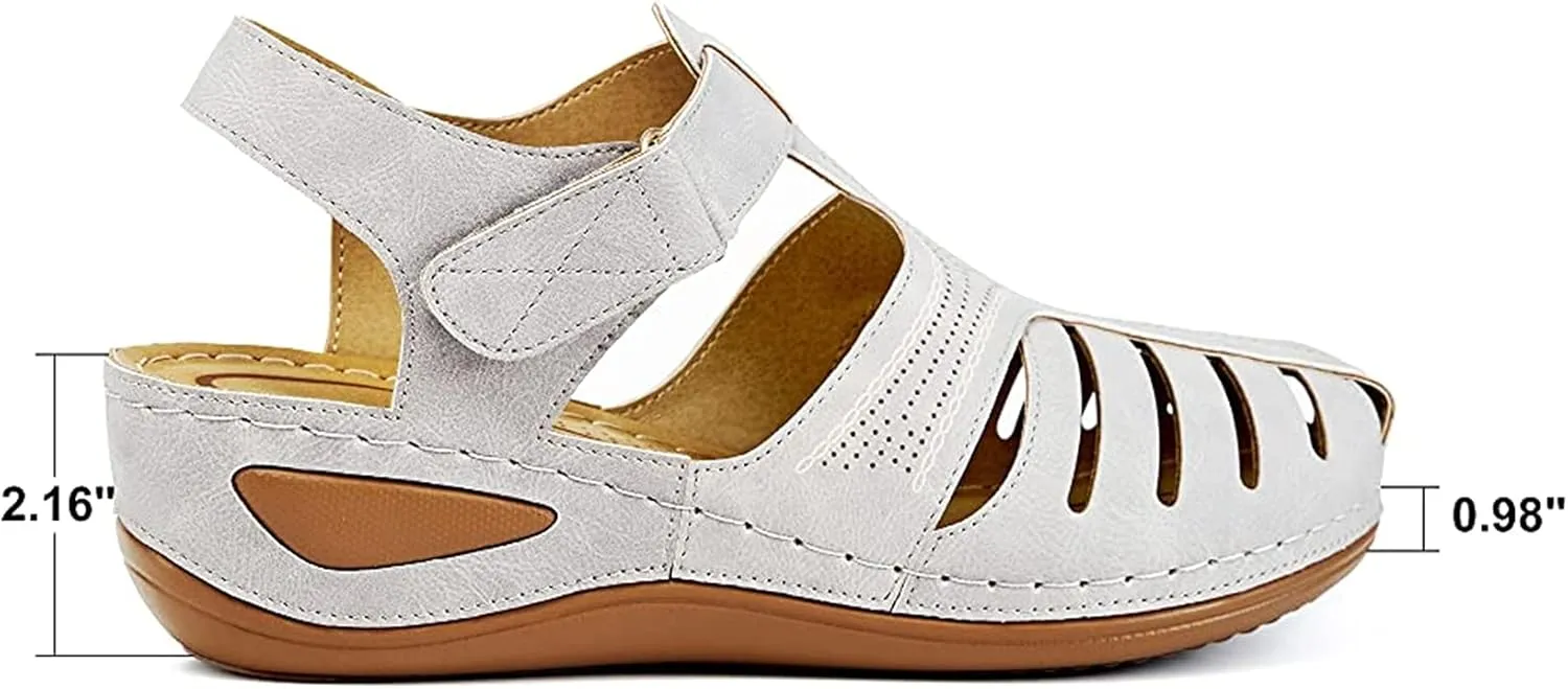 Sandals for Women Casual Summer Beach Wedge Sandals Bohemia Flip-Flop Ankle Strap Causal Comfortable Round Toe Gladiator Outdoor Shoes,Purple,US7/EU38