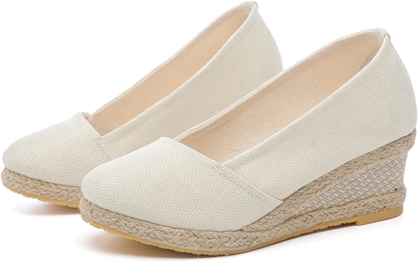 Sandals Women Fashion Summer Wedge Heel Sandals Lace Up Espadrille Sandals Straw Braided Shoes Ankle Strap Buckle