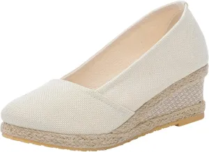 Sandals Women Fashion Summer Wedge Heel Sandals Lace Up Espadrille Sandals Straw Braided Shoes Ankle Strap Buckle