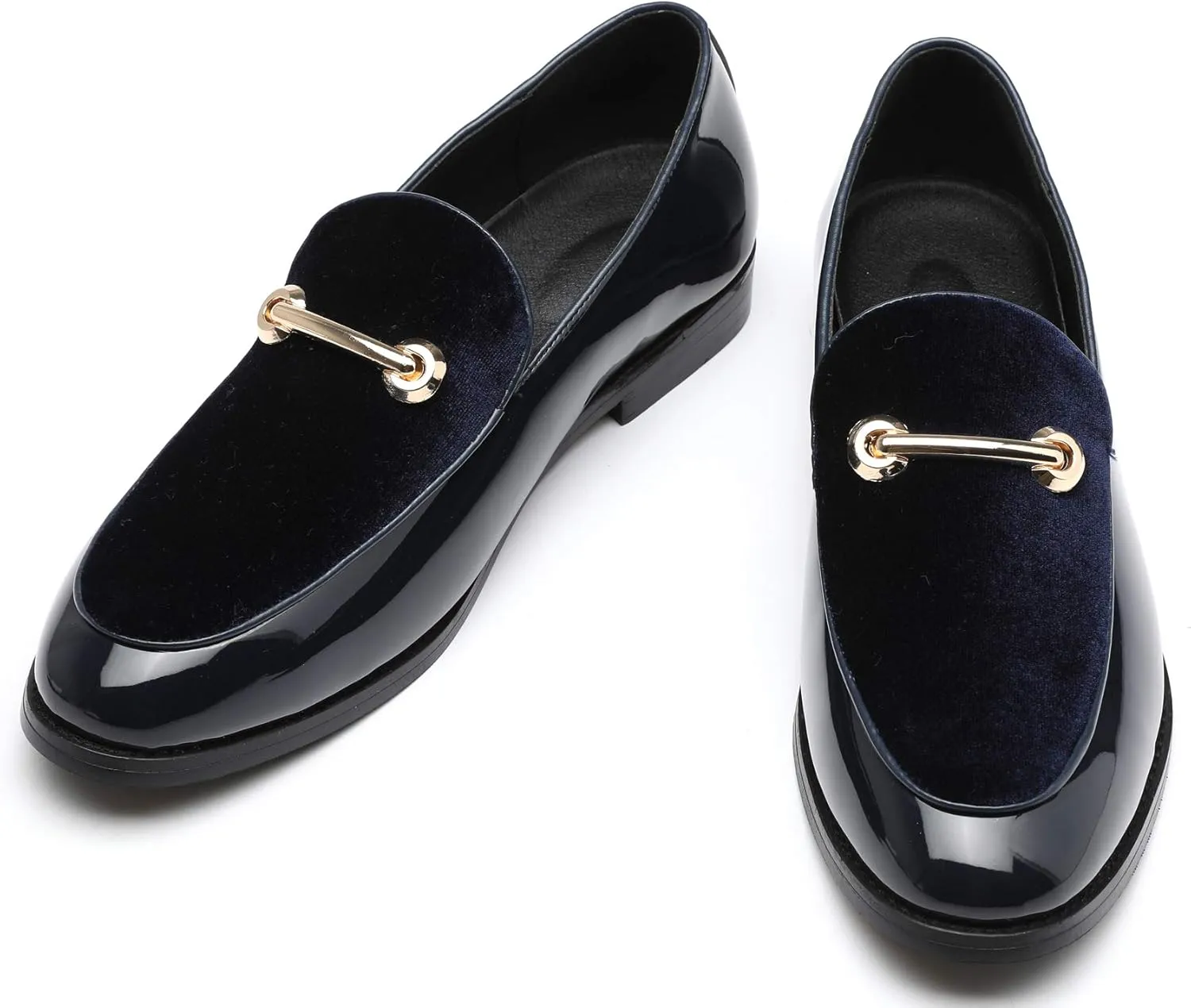 Santimon Fashion Loafers Men Dress Suede Patent Leather Driving Flats Slip on Moccasins Casual Shoes