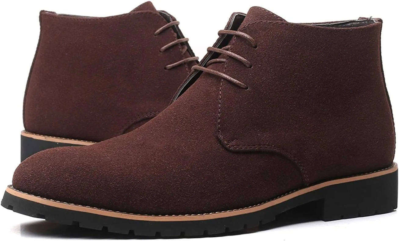 Santimon Men's Suede Leather Lace Up Oxfords Chukka Ankle Boots