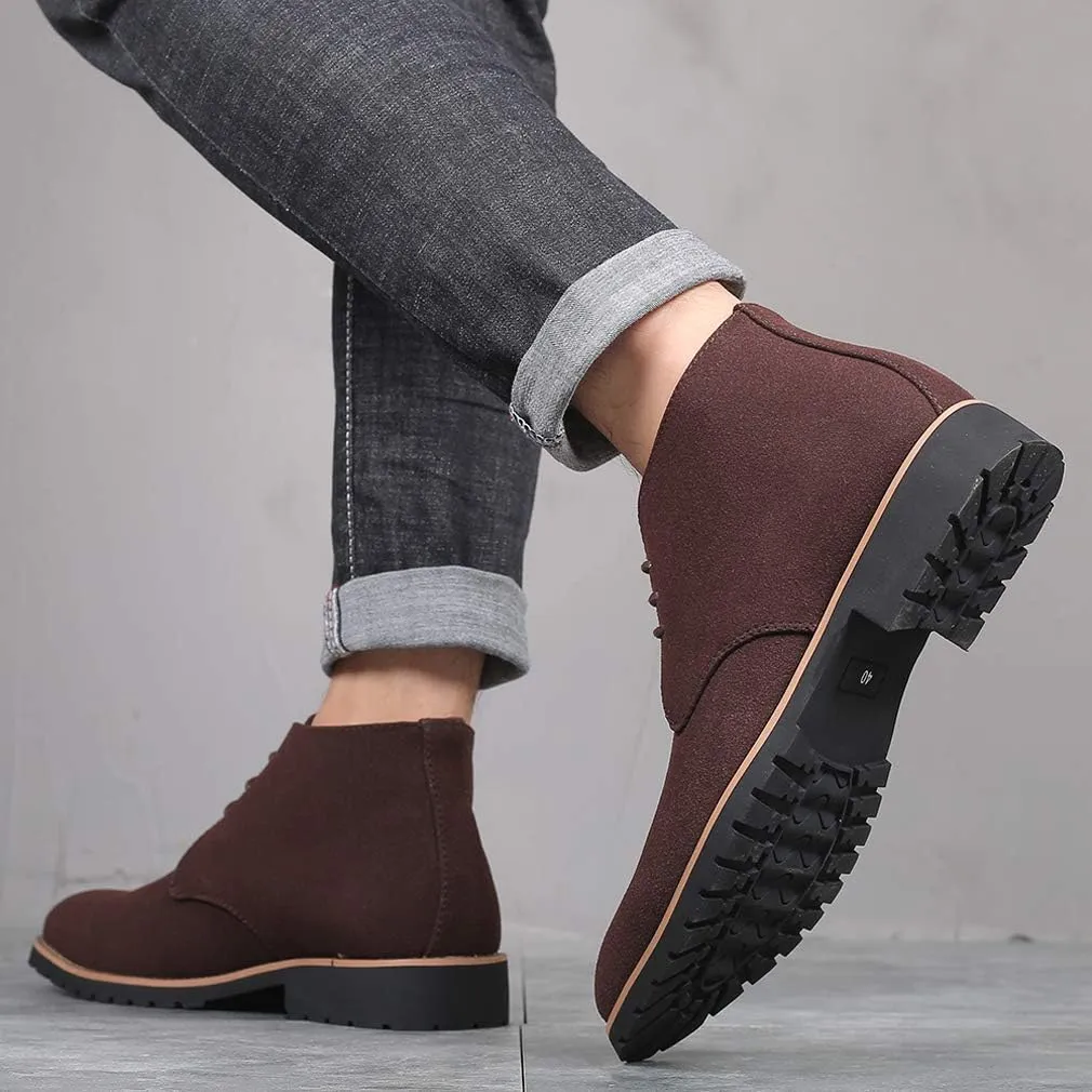 Santimon Men's Suede Leather Lace Up Oxfords Chukka Ankle Boots