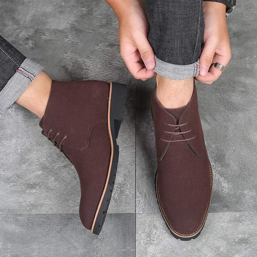 Santimon Men's Suede Leather Lace Up Oxfords Chukka Ankle Boots
