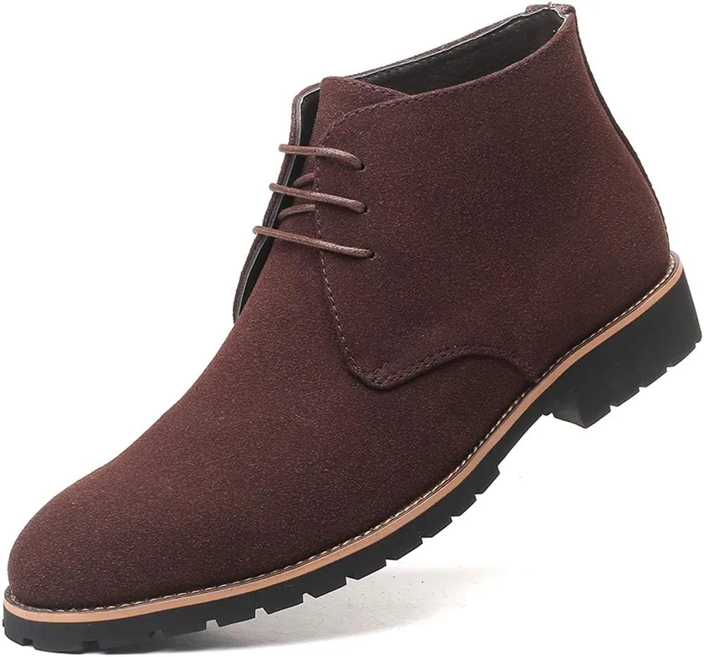 Santimon Men's Suede Leather Lace Up Oxfords Chukka Ankle Boots