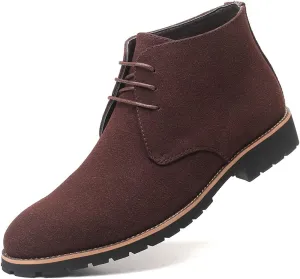 Santimon Men's Suede Leather Lace Up Oxfords Chukka Ankle Boots
