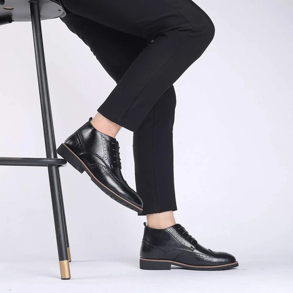 Santimon Mens Wingtip Patent Leather Lace-up Derby Oxford Ankle Boot Dress Ankle Combat Motorcycle Boots