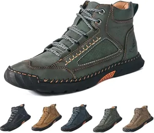 Sawbehind Mens Boots, Comfortable Handmade Leather Boots, Outdoor Leather Boots Wide, Waterproof, Arch Support