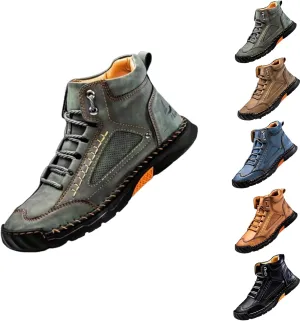 Sawbehind Men's Comfortable Handmade Leather Boots,Arch Support,Wide Men's Comfortable Handmade Leather Boots-Outdoor,Saw Behind Shoes