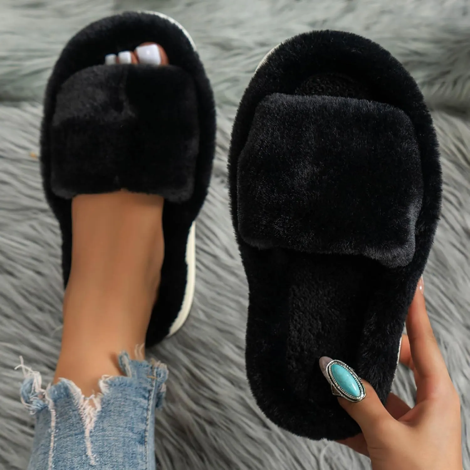 SBGMoSJ Winter House Slippers for Women Indoor Winter Slippers Womens Slippers Size 7 Memory Foam Fuzzy Slippers Women Outdoor Christmas Lights Gifts for Men 2023