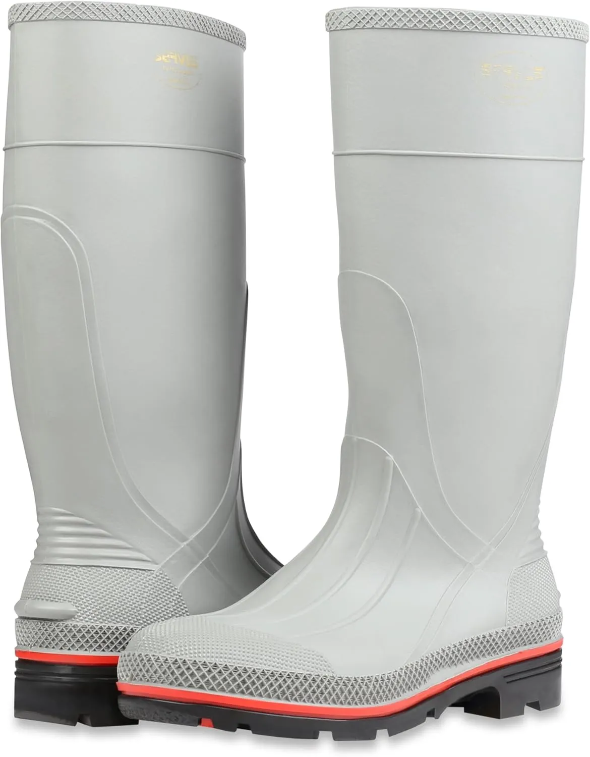 Servus MAX 15" PVC Chemical-Resistant Soft Toe Men's Work Boots, Gray, Red & Black (75122), Size 7