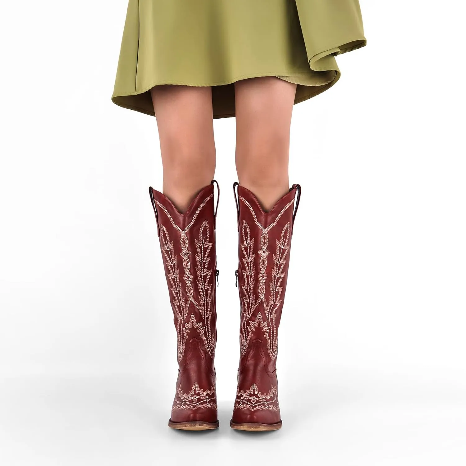 sexytag Cowboy Boots for Women Knee High Cowgirl Boots Wide Calf Embroidered Western Boots