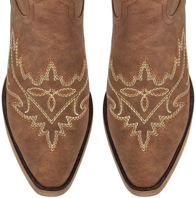 sexytag Cowboy Boots for Women Knee High Cowgirl Boots Wide Calf Embroidered Western Boots