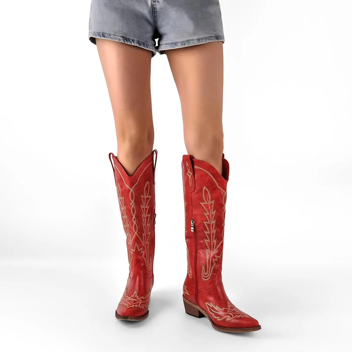 sexytag Cowboy Boots for Women Knee High Cowgirl Boots Wide Calf Embroidered Western Boots