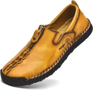 Shaire Men's Casual Leather Slip on Shoes, Breathable Comfortable Walking Shoes for Men