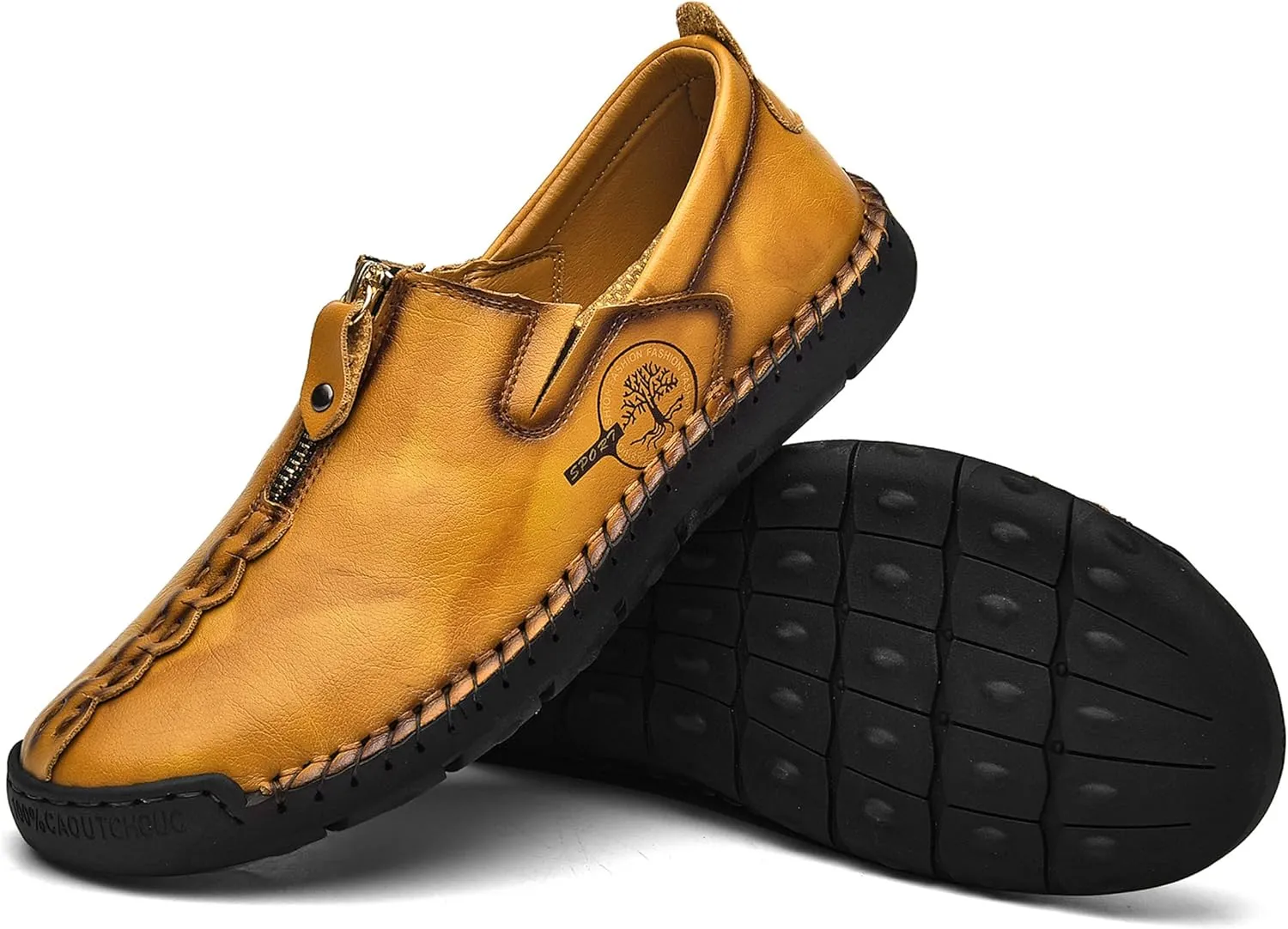 Shaire Men's Casual Leather Slip on Shoes, Breathable Comfortable Walking Shoes for Men