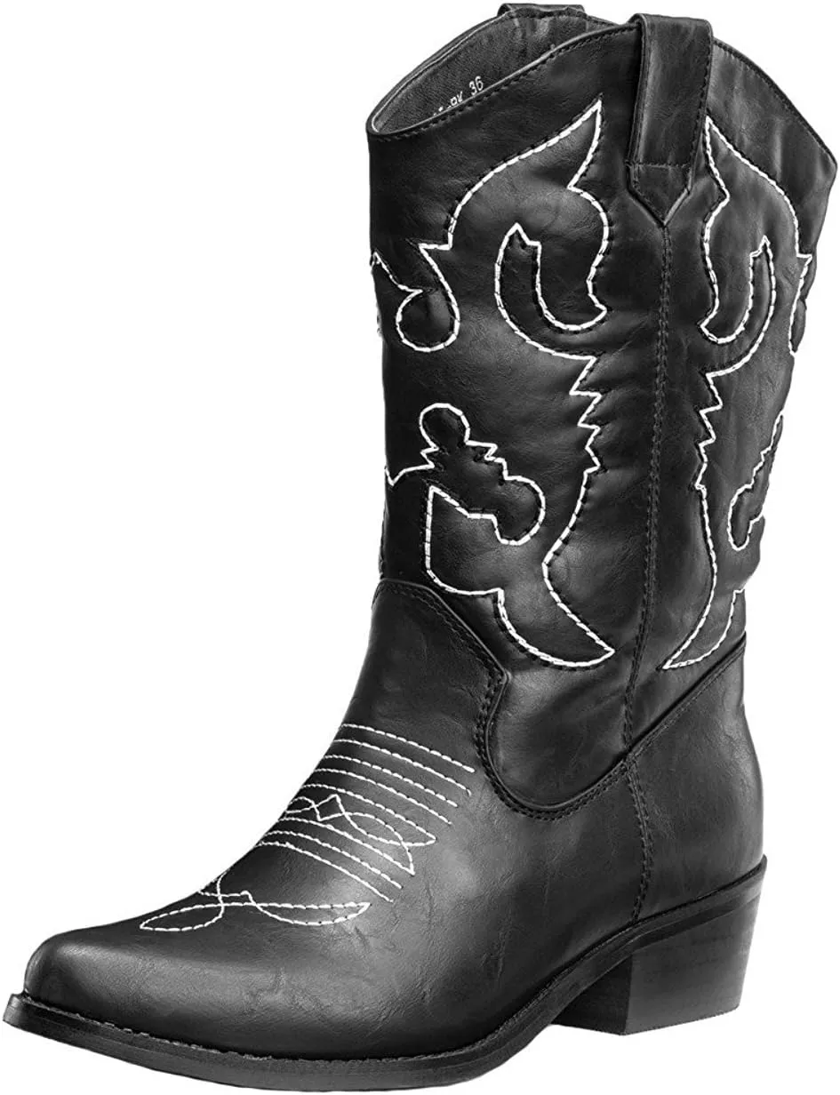 SheSole Cowboy Boots for Women Wide Calf Cowgirl Boots Western Boots Pointed Toe