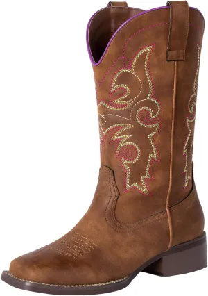 SheSole Ladies Western Square Toe Cowboy Boots For Women Wide Calf Cowgirl Boots