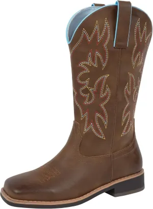 SheSole Wide Width Cowboy Boots for Women Square Toe Cowgirl Boots Wide Calf