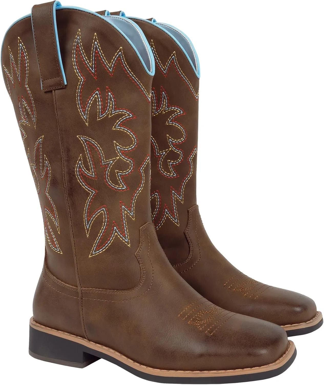 SheSole Wide Width Cowboy Boots for Women Square Toe Cowgirl Boots Wide Calf