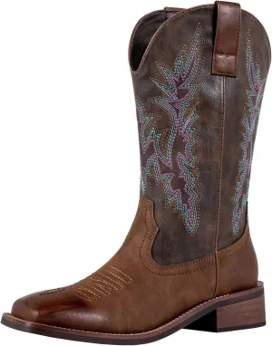 SheSole Women's Cowboy Boots Square Toe Wide Calf Cowgirl Boots Fashion Country Western Shoes