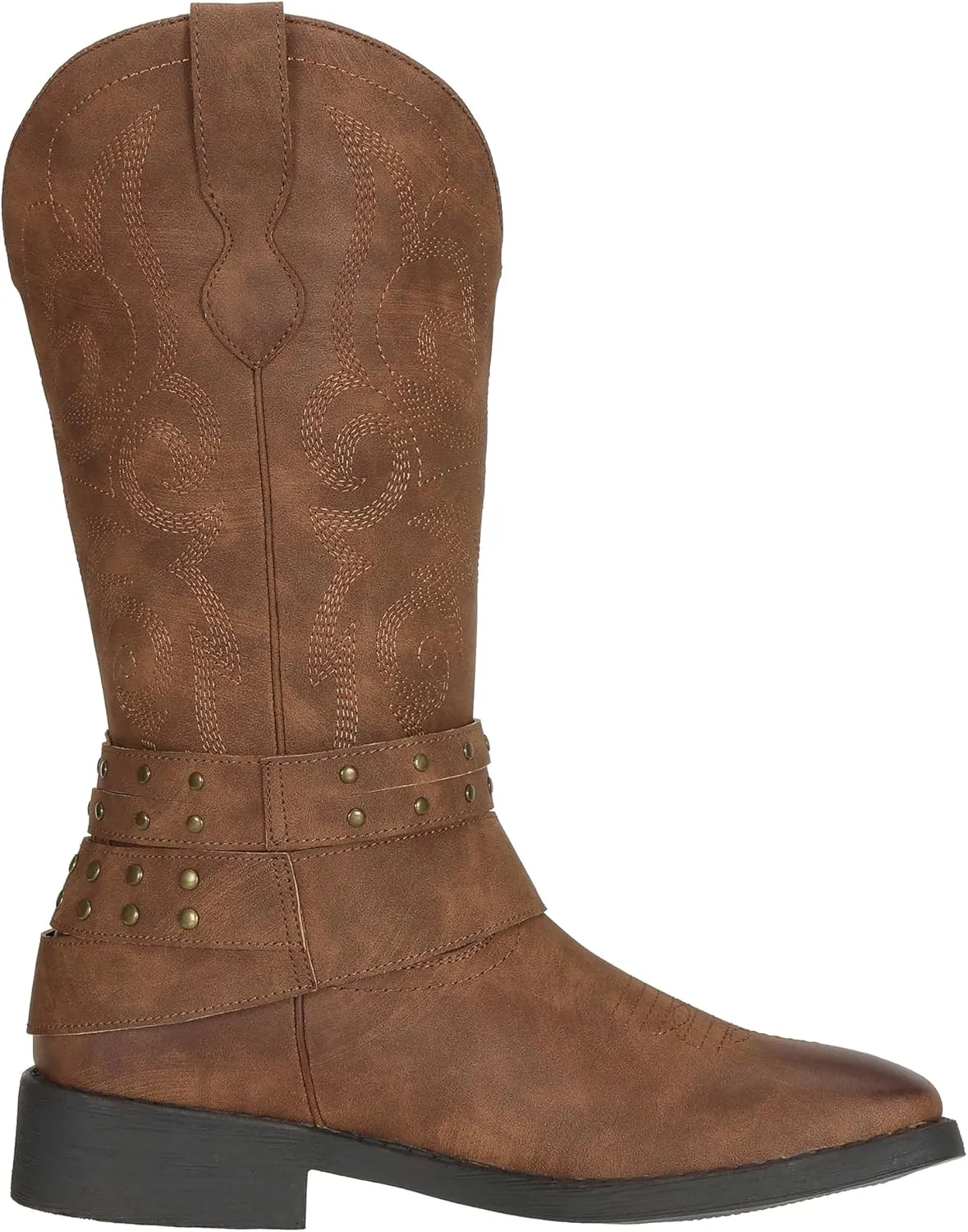 SheSole Women's Cowgirl Boots with Buckles Wide Mid Calf Western Cowboy Boots Square Toe
