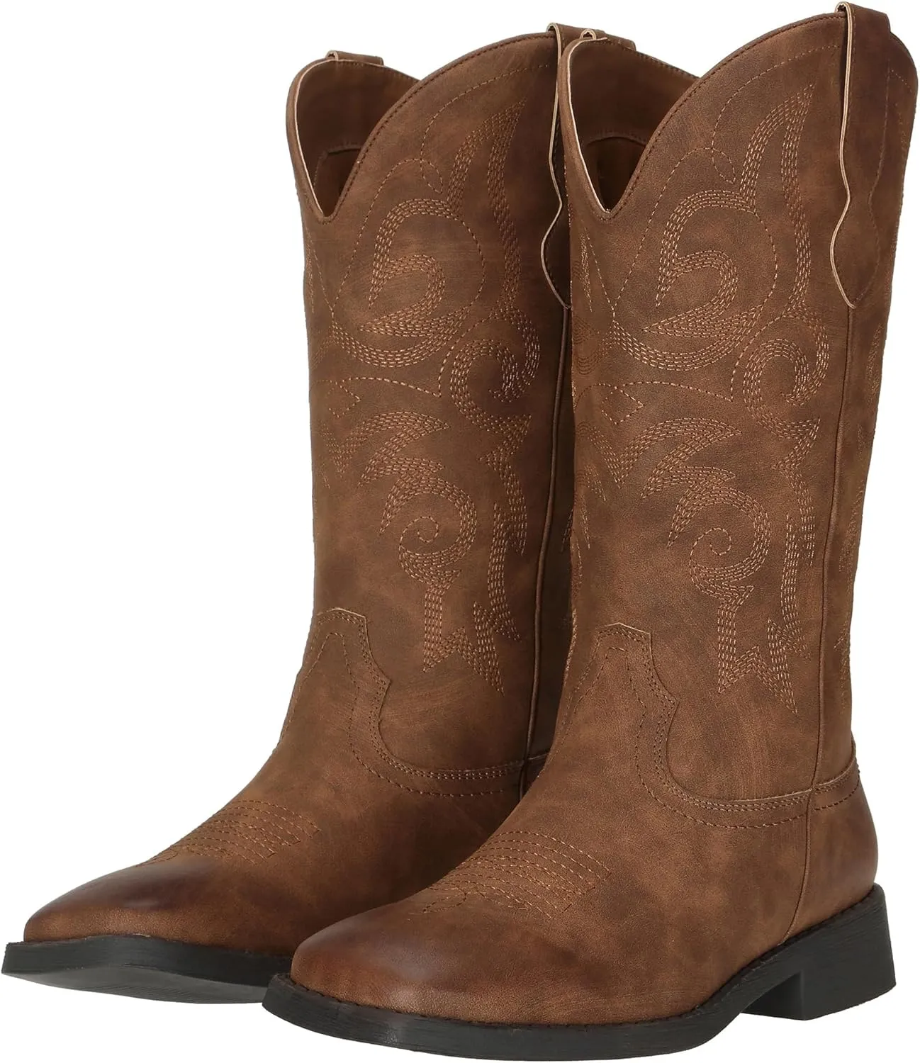 SheSole Women's Cowgirl Boots with Buckles Wide Mid Calf Western Cowboy Boots Square Toe