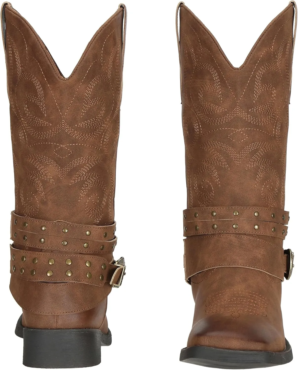SheSole Women's Cowgirl Boots with Buckles Wide Mid Calf Western Cowboy Boots Square Toe