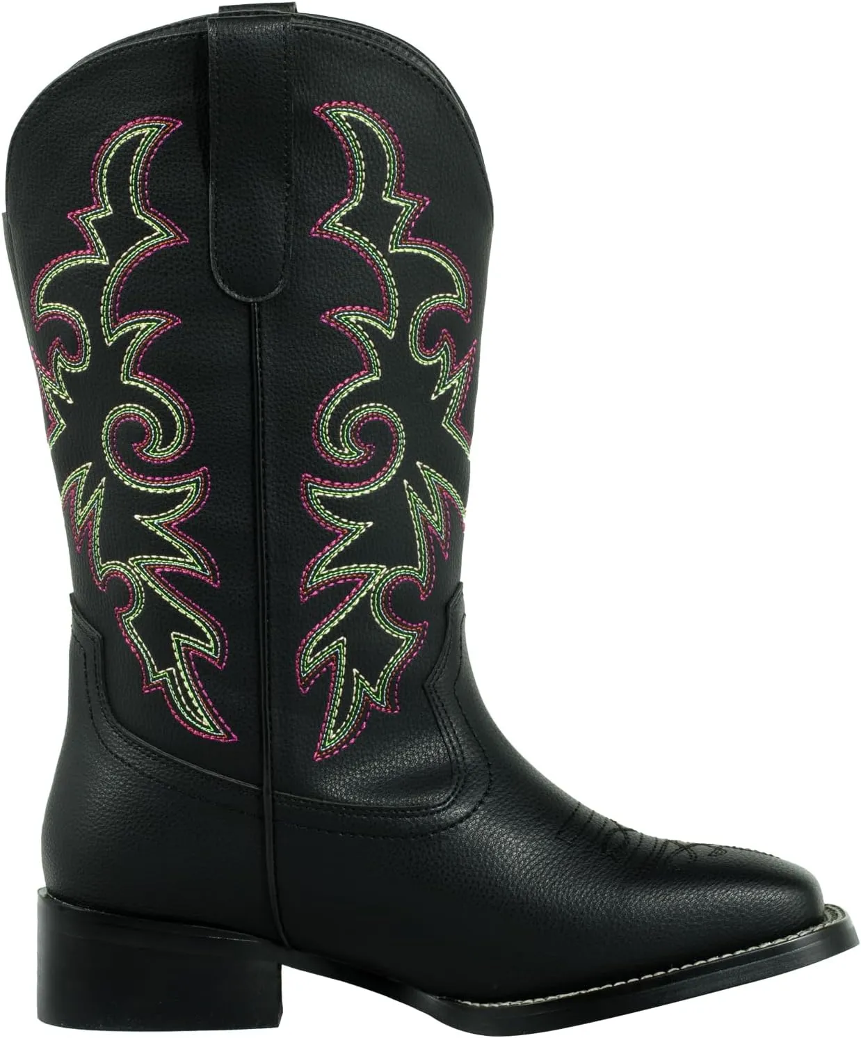 SheSole Women's Extra Wide Calf Cowboy Boots Square Toe – Pull-On Western Boots for Thick Calves, Stretch Comfort & Removable Insole, Classic Floral