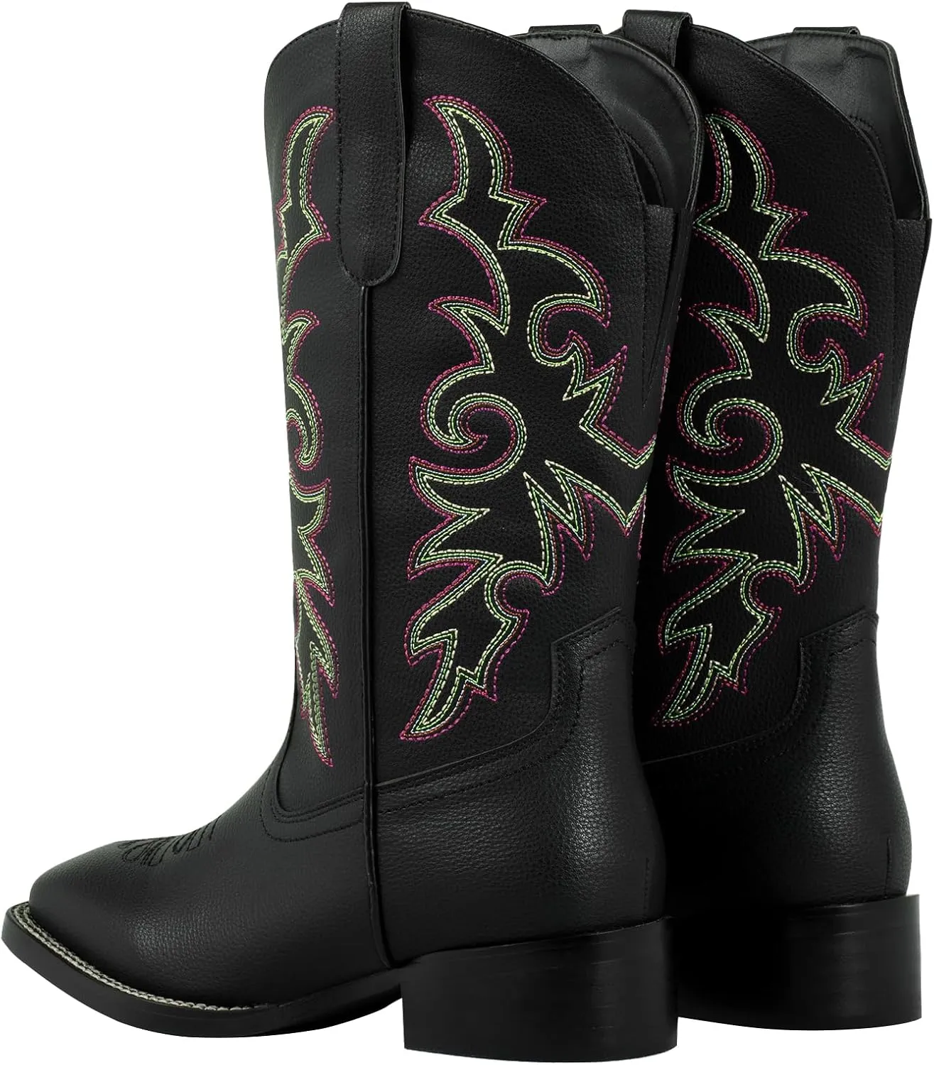 SheSole Women's Extra Wide Calf Cowboy Boots Square Toe – Pull-On Western Boots for Thick Calves, Stretch Comfort & Removable Insole, Classic Floral