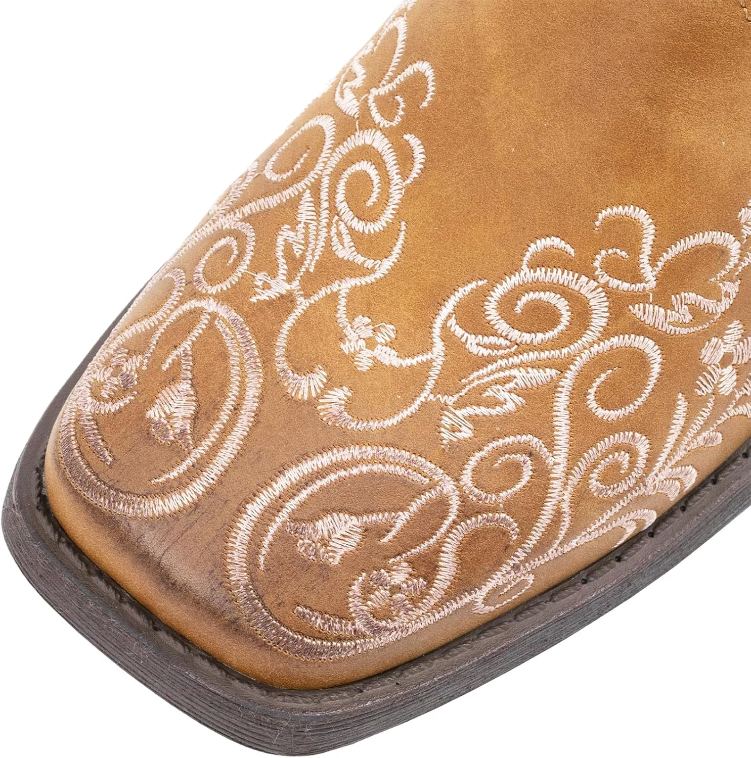 SheSole Women's Square Toe Cowboy Boots Floral Embroidered Cowgirl Western Boots Wide Calf