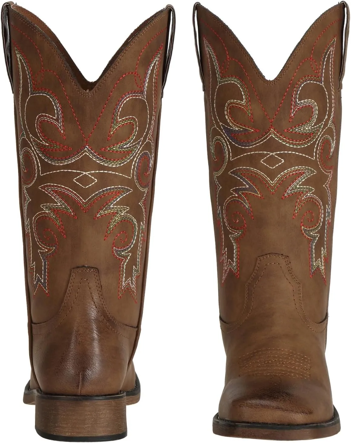 SheSole Women's Wide Width Cowboy Boots Square Toe Mid Calf Western Cowgirl Boots