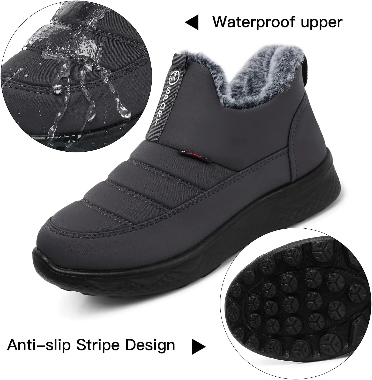 SHIBEVER Womens Winter Snow Boots: Women Ankle Booties Warm Fur Lined Waterproof Insulated Slip On Outdoor Shoes