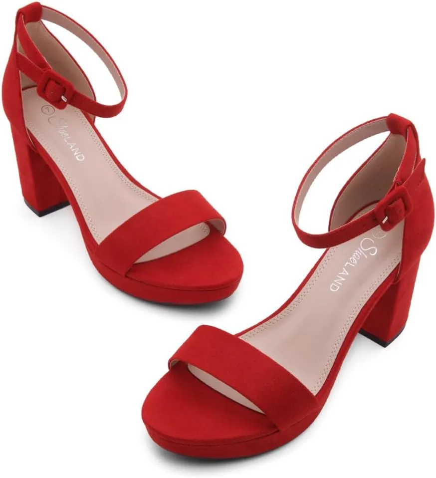 Shoe Land SL-Cabrini Women's Platform Heels, Open Toe Chunky Block Heeled Sandals with Ankle Strap – Dressy High Heel Sandals for Prom, Wedding, and Party