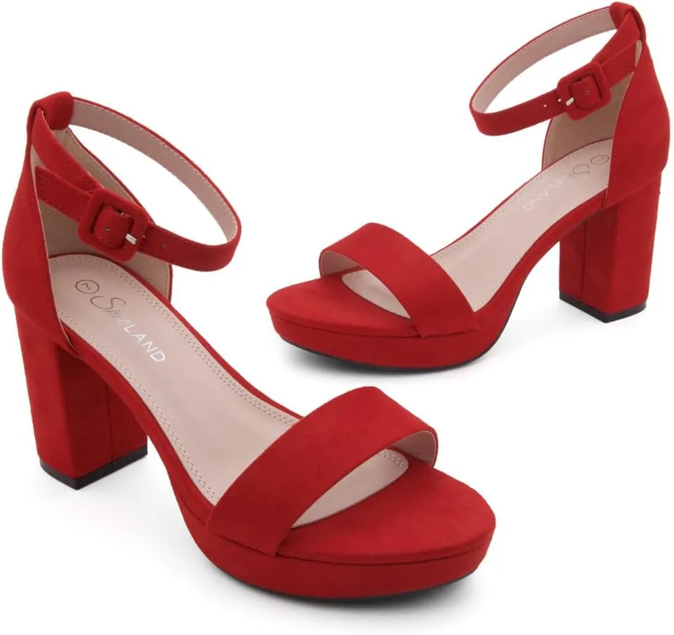 Shoe Land SL-Cabrini Women's Platform Heels, Open Toe Chunky Block Heeled Sandals with Ankle Strap – Dressy High Heel Sandals for Prom, Wedding, and Party