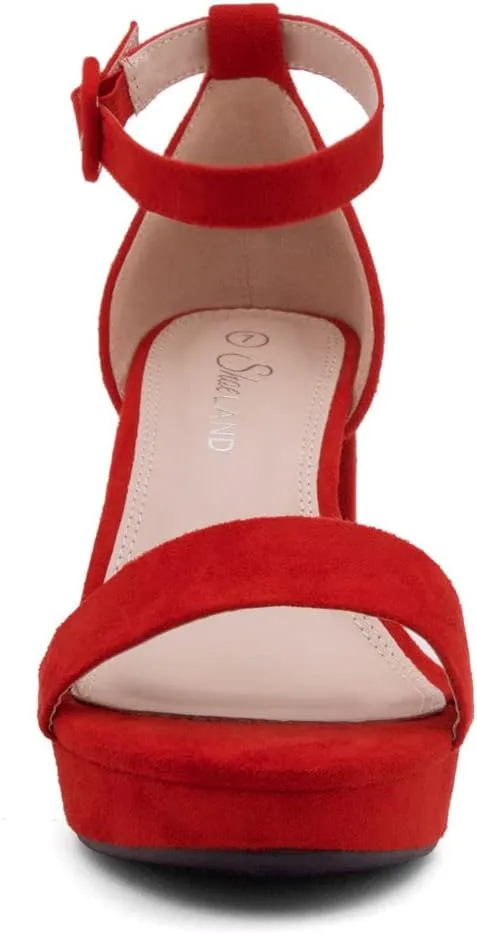 Shoe Land SL-Cabrini Women's Platform Heels, Open Toe Chunky Block Heeled Sandals with Ankle Strap – Dressy High Heel Sandals for Prom, Wedding, and Party