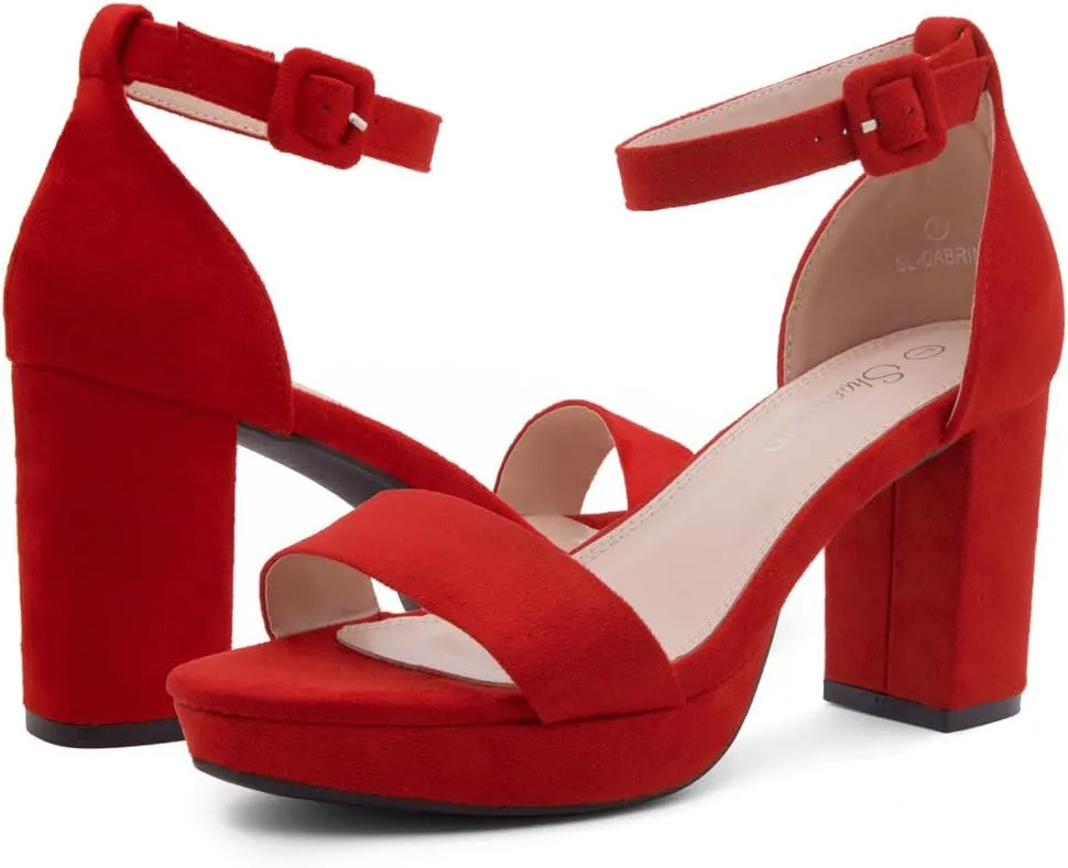 Shoe Land SL-Cabrini Women's Platform Heels, Open Toe Chunky Block Heeled Sandals with Ankle Strap – Dressy High Heel Sandals for Prom, Wedding, and Party
