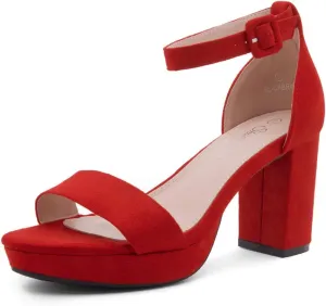 Shoe Land SL-Cabrini Women's Platform Heels, Open Toe Chunky Block Heeled Sandals with Ankle Strap – Dressy High Heel Sandals for Prom, Wedding, and Party