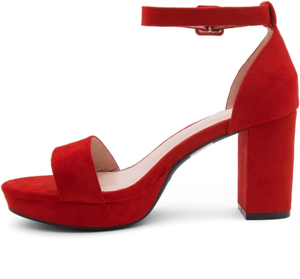 Shoe Land SL-Cabrini Women's Platform Heels, Open Toe Chunky Block Heeled Sandals with Ankle Strap – Dressy High Heel Sandals for Prom, Wedding, and Party