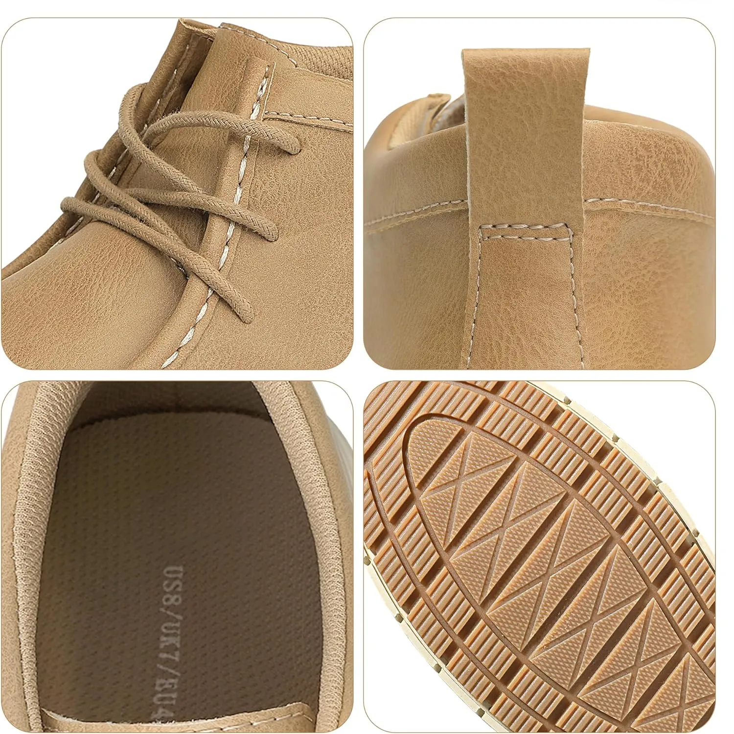 shoeslocker Mens Wide Shoes Casual Chukka Boots Slip-on Loafers Shoes Lace Up Ankle Work Boot