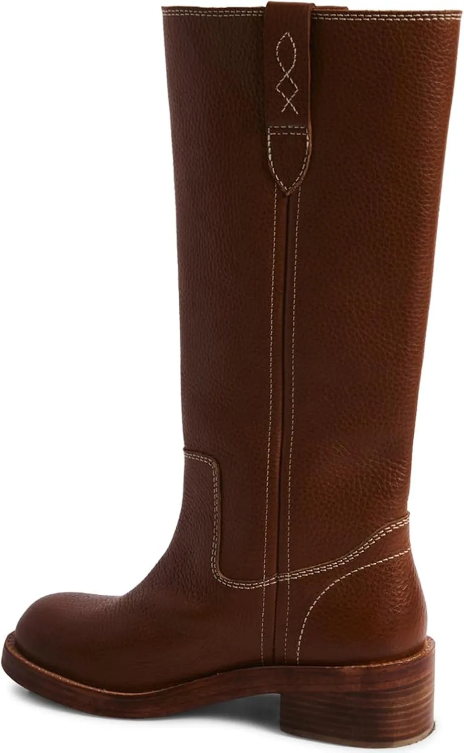 SIFINELAR Women's Banana Knee High Boots Square Toe Chunky Block Heel Tall Boots Wide Calf Fashion Comfortable Casual Pull on Long Boots